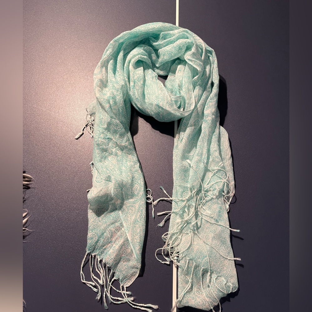 Elegant Mint Green Paisley Scarf